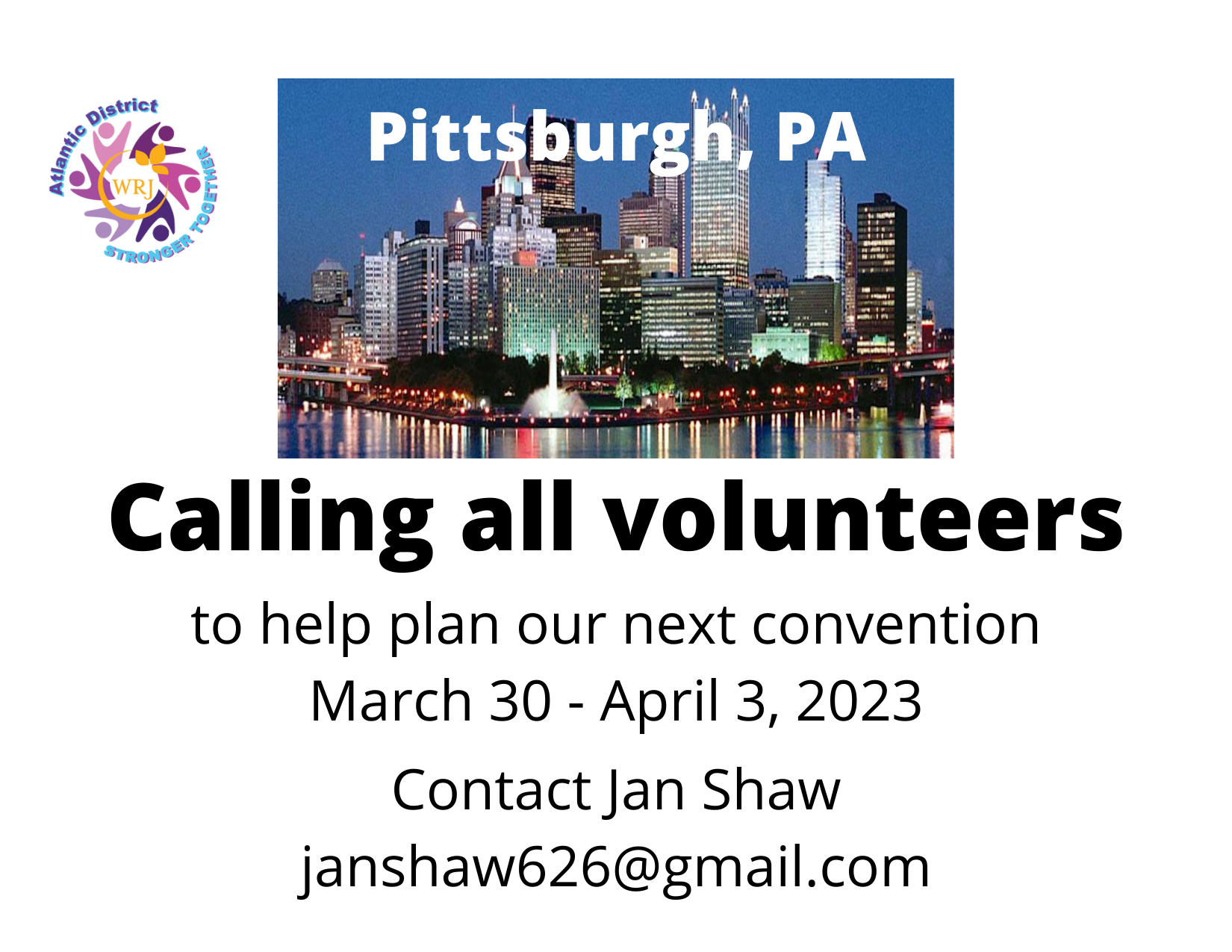 Calling all volunteers for Convention 2023 in Pittsburgh, PA