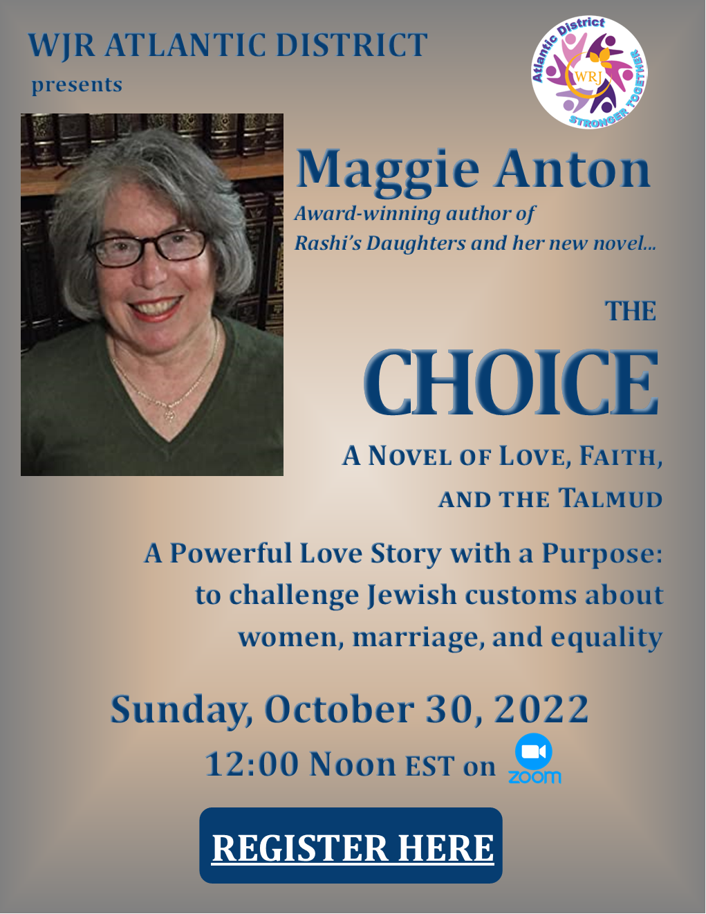 Maggie Anton will speak on October 30