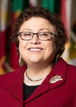 Blair Marks in a red blazer