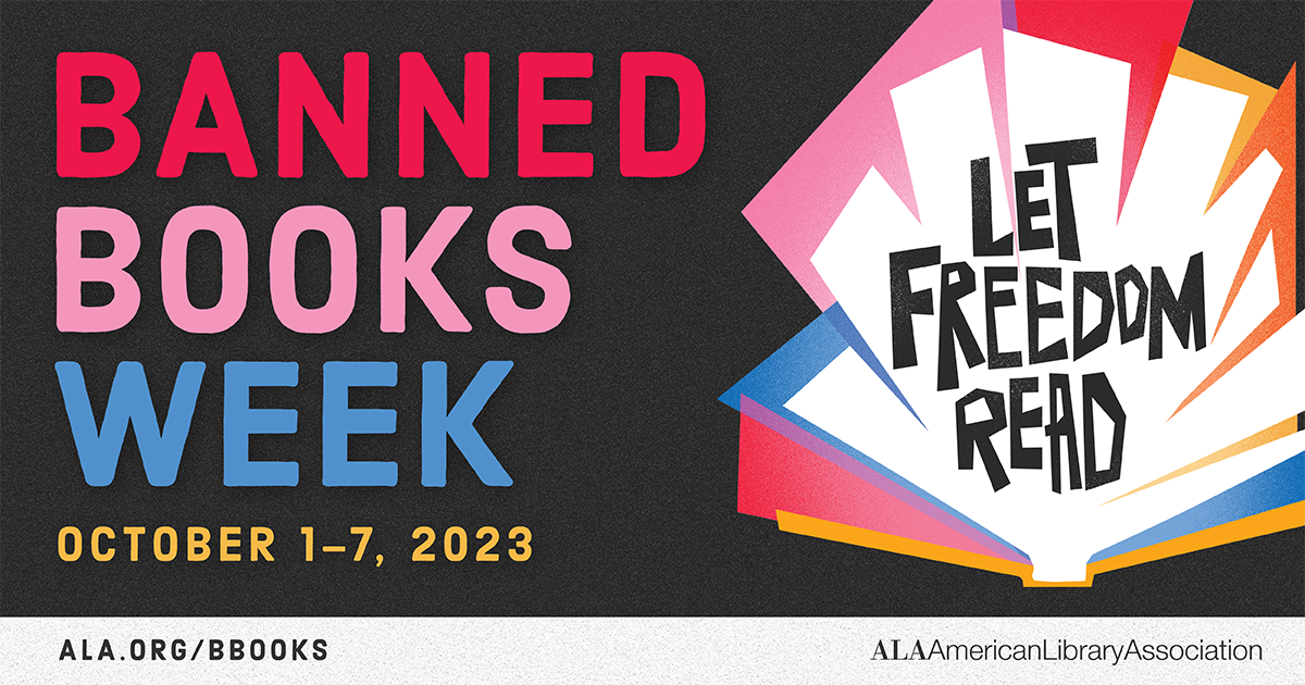 Banned Books Week banner with Let Freedom Read on the right side 