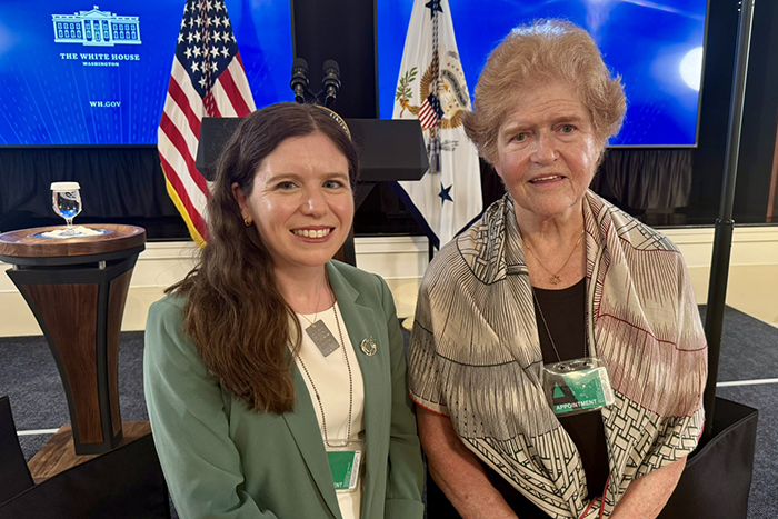 Photo of Women of Reform Judaism Executive Director Rabbi Liz P.G. Hirsch poses with Special Envoy to Monitor and Combat Antisemitism Ambassador Deborah Lipstadt