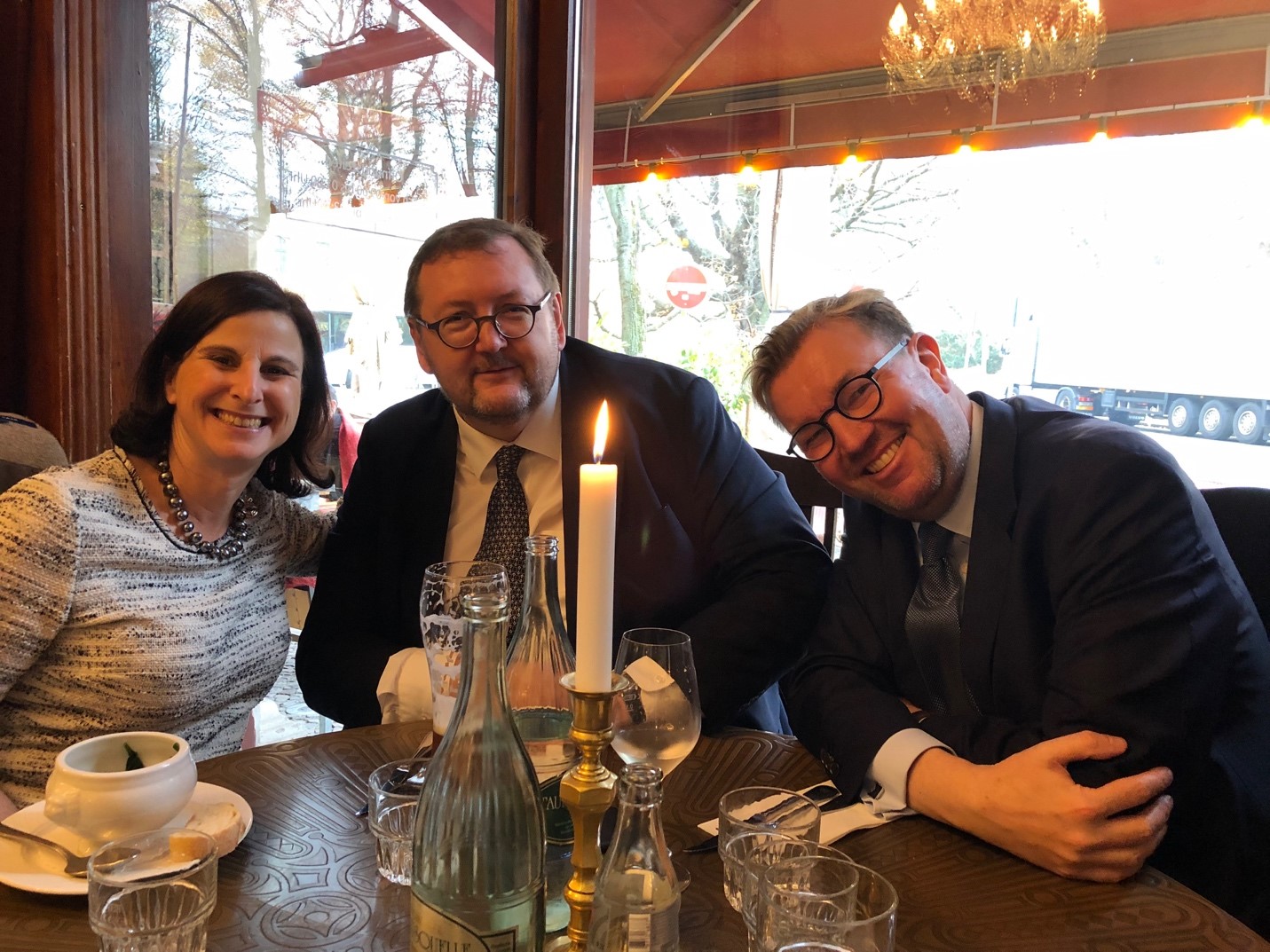 Sara Charney and her hosts Rabbi Walter Homolka, Rector of Abraham Geiger College and Hartmut Bomhoff