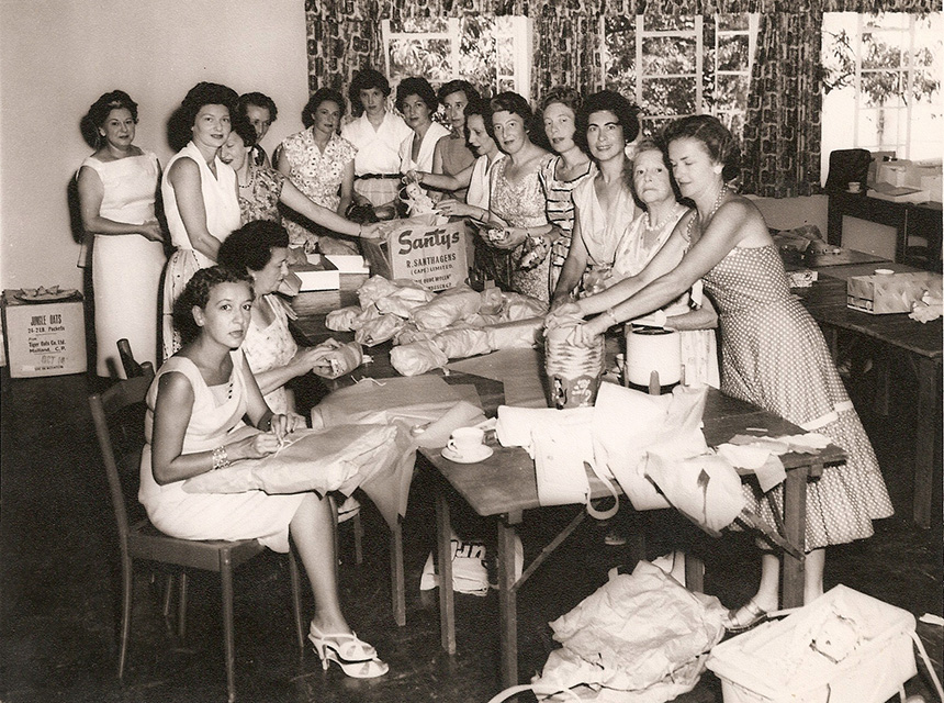 Vintage black and white photo of WRJ members