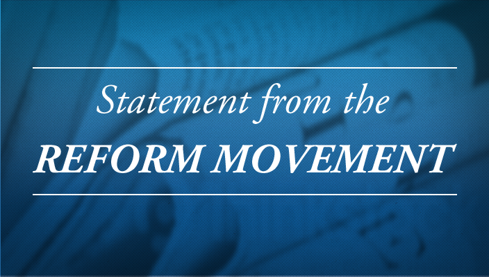 graphic saying "Statement from the Reform Movement"