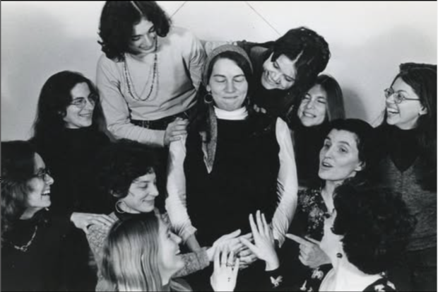 Back (L-R) Ruth Bell, Judy Norsigian, Vilunya ("Wilma") Diskin, Jane Pincus, Middle (L-R) Pamela Berger, Esther Rome, Joan Ditzion, Norma Swenson, Paula Doress, Front (L-R) Wendy Sanford, Nancy Hawley.