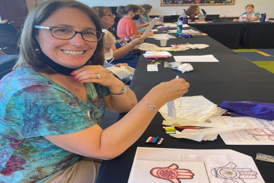 Woman doing an art project