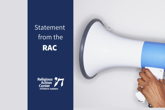 an image of a bull horn on a white background, with a blue banner that says "Statement from the RAC" in white with a white RAC logo