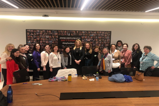 We Will Not Be Silent group participants posing with MK Shelly Tal Meron.